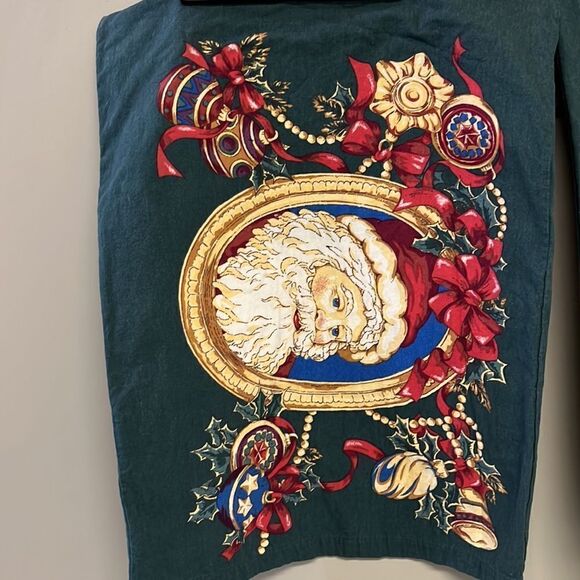 Domestications Set of 2 100% Cotton Flannel Santa Ornaments Green Pillowcases - Picture 9 of 16